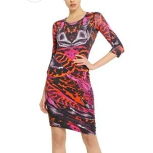Alexander McQueen AW13 Collection Midi Dress with Pink & Orange Pattern